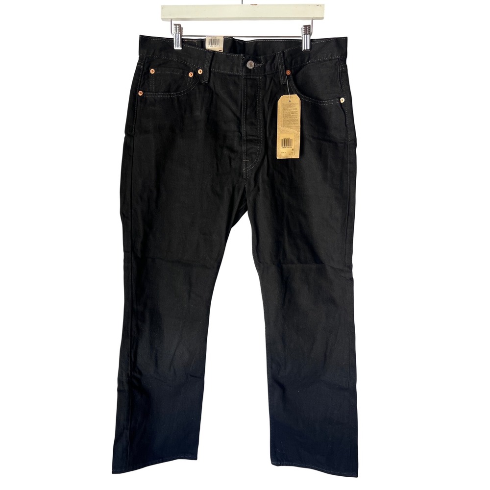Levis 501 Original Mens Black Straight Leg Button Fly Denim Jeans 36x29 NEW
